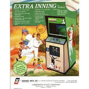 1970s Midway Extra Inning Baseball Arcade Game Flyer Vintage Ephemera